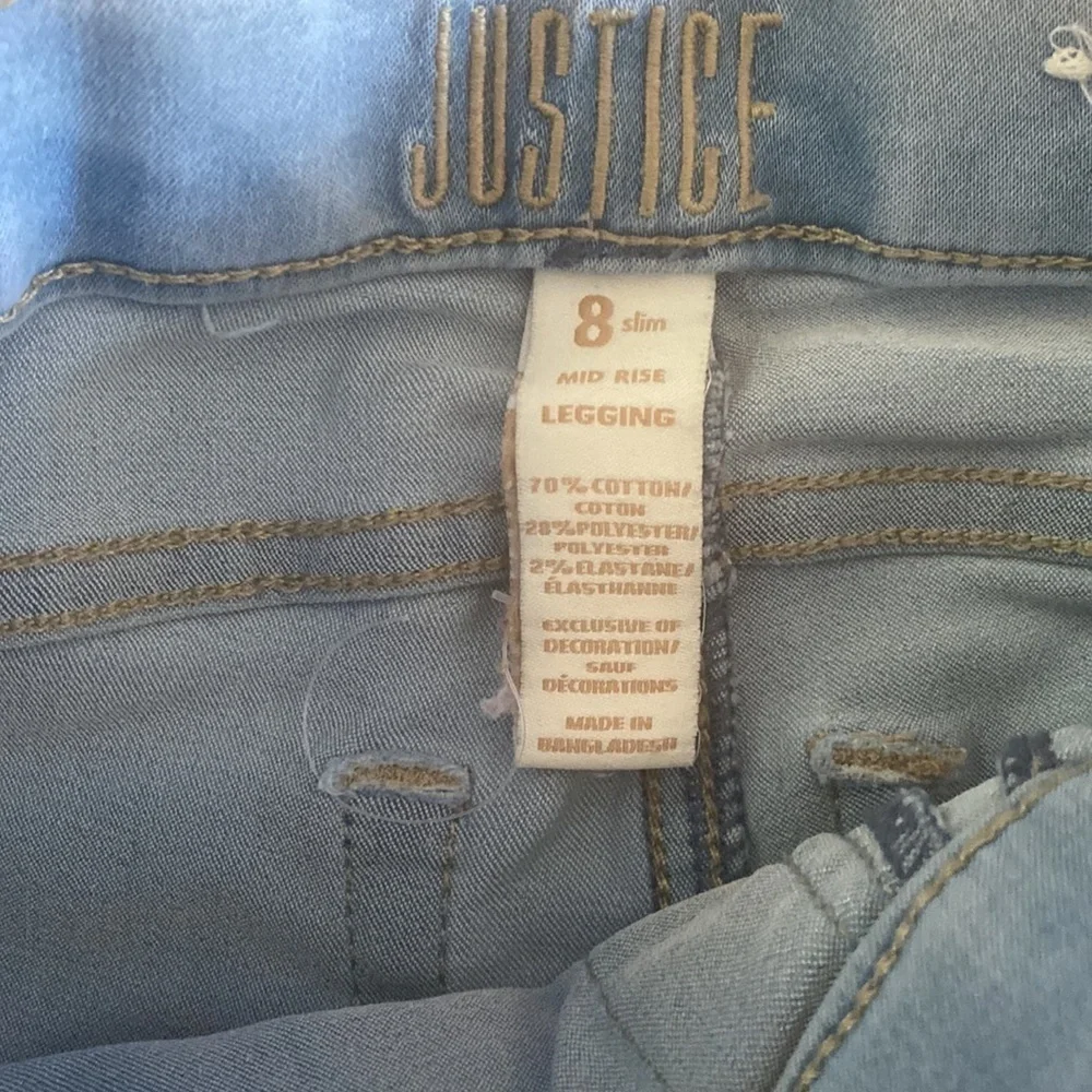 Justice Light Denim Distressed Jeggings 8 Slim
